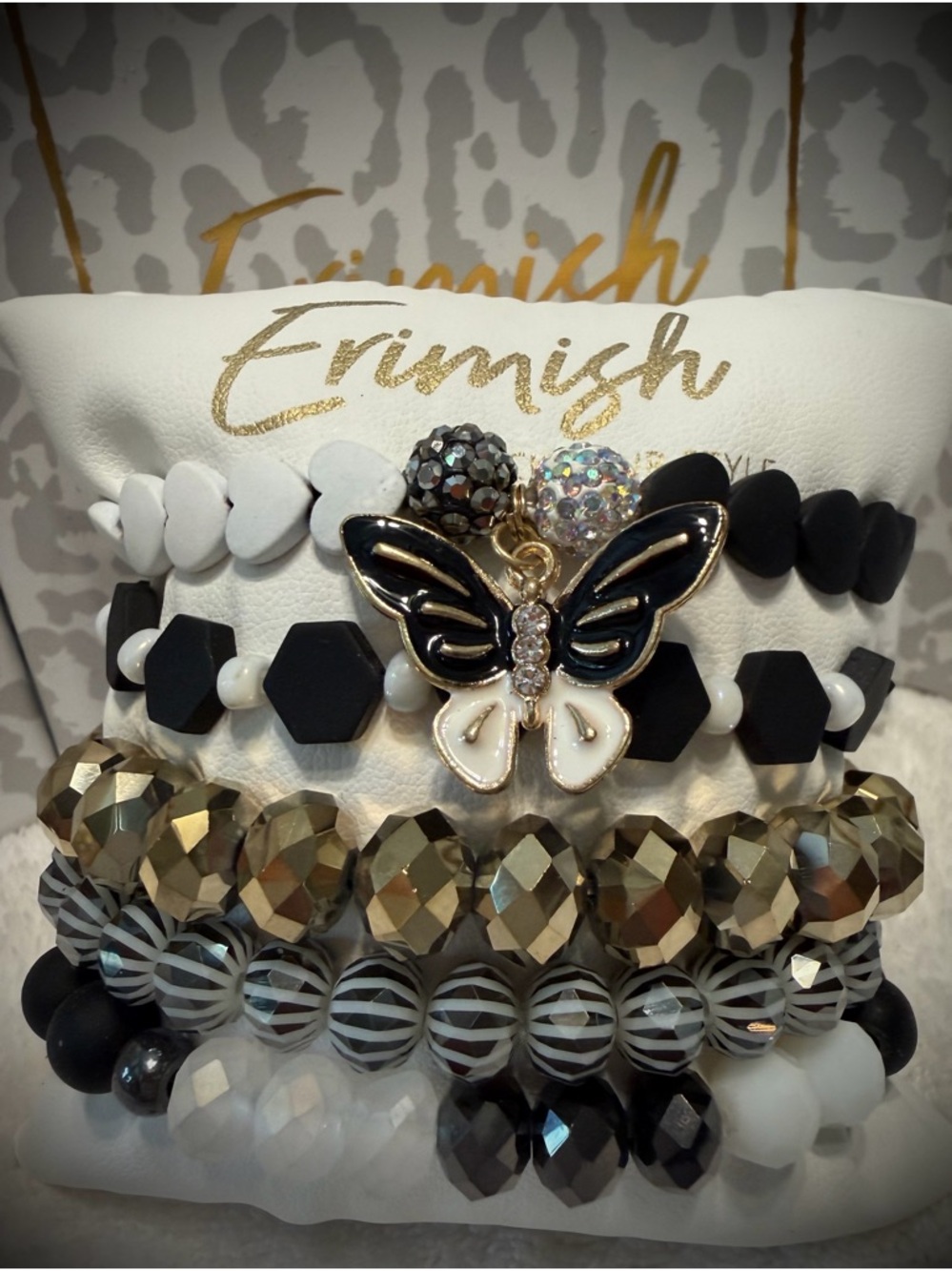 New ERIMISH Bracelets 5 pc - Black & White - Custom Regular, Kids Or Extended